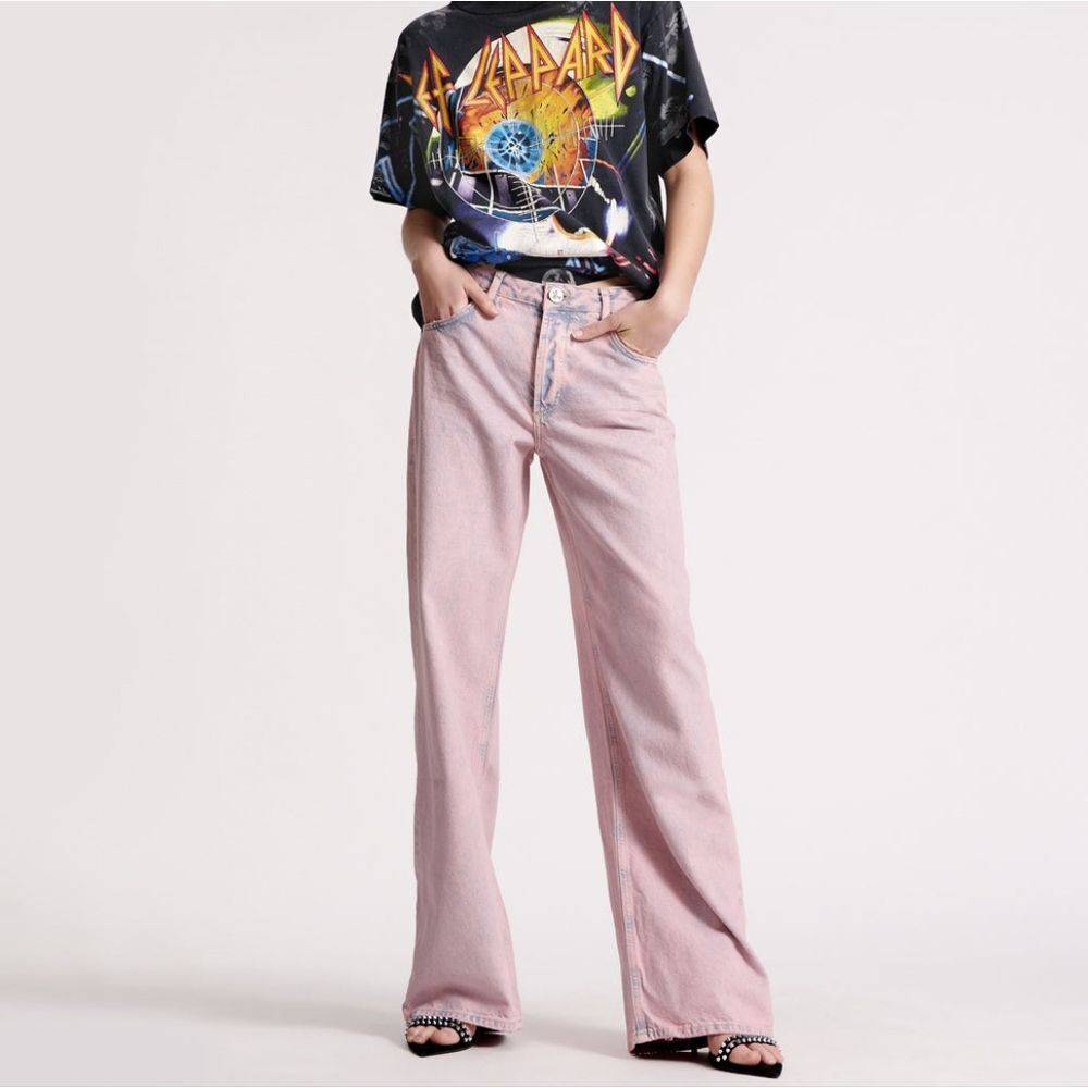 Free People x One Teaspoon Jackson Wide Leg Jeans Limited Edition Pink Haze 28 - Picture 4 of 15